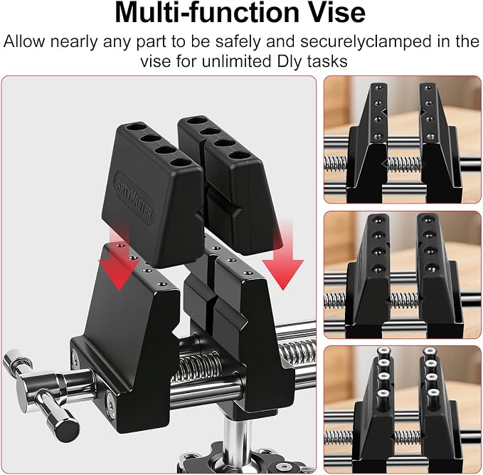 ArtyMaster 360° Rotating Bench Vise with Quick-Release Ratchet Wrench - Versatile Woodworking & Pipe Vise for Home Improvement - 4 Inch Workbench Vise for Carving, Repair & DIY Projects (WT117A)