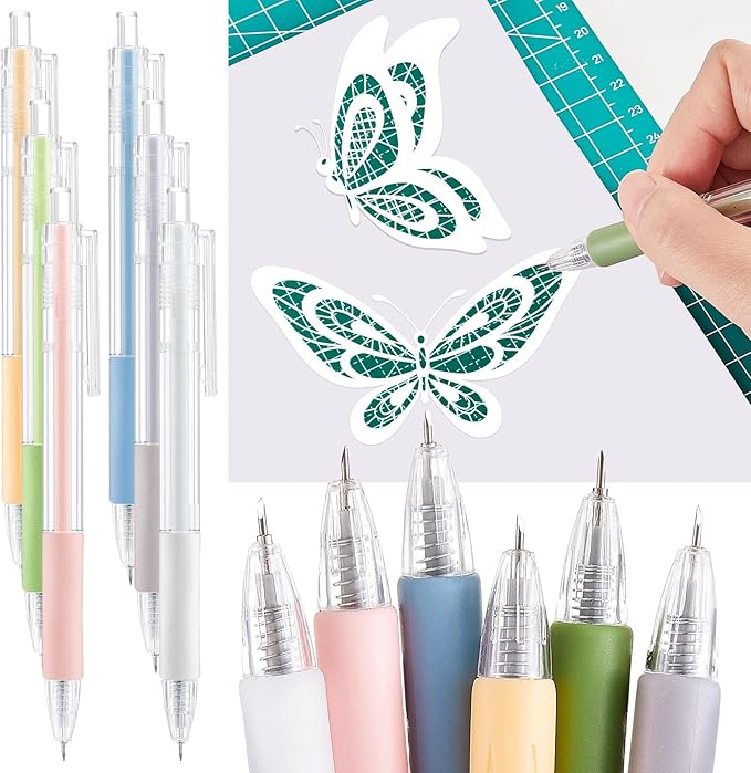 12 Pieces Art Cutting Tools Knife Pen Craft Paper Cutter Pen Carving Tools for DIY Kit Scrapbooking Drawing and Crafting Utility Precision Paper Cutting Tool