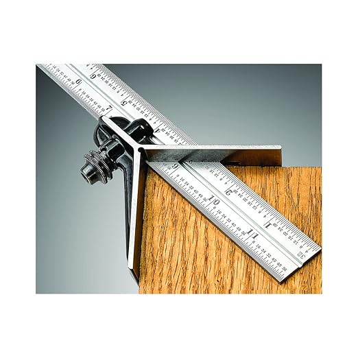 Starrett Combination Set with Square, Center and Reversible Protractor Head and Blade - 12" Blade Length, Forged and Hardened Steel, 16R Graduation Type - C434-12-16R