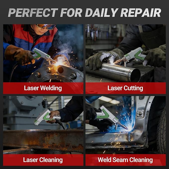 US Stock! 2000W Laser Welding Machine Double Wobble 6 in 1 Laser Welder/Cleaner/Cutter/Underwater Welding/Tack Weiding/Weld Seam Cleaning with Double Wire Feeder for Metal