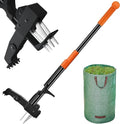 Weed Puller Tool Stand-Up - 40" Long Handle Weed Picker with Leaf Bag, 4 Claws Stainless Steel & Foldable Foot Board, Easy Weeding Removal, No Bending 101.6 cm