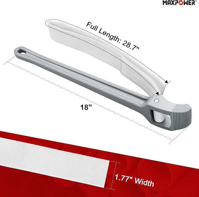 MAXPOWER Strap Wrench, 18-inch Handle Adjustable Strap Wrench, Nylon Strap Pipe Wrench for Replacing Oil Filter, Water Filter, PVC Junctions