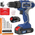 Cordless Drill with Battery and Charger, 20V Cordless Hammer Drill Kit, 30Nm Torque, 3/8" Keyless Chuck, 2-Speed for Home Repair and DIY Projects (1 Battery)