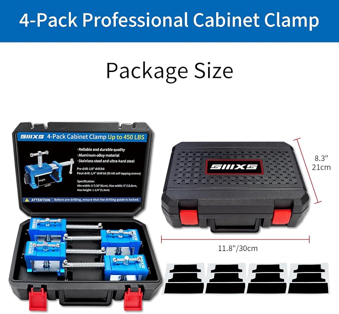 4-Pack Cabinet Clamps, Face Frame Clamps for Installing Cabinets, 450 lbs Load