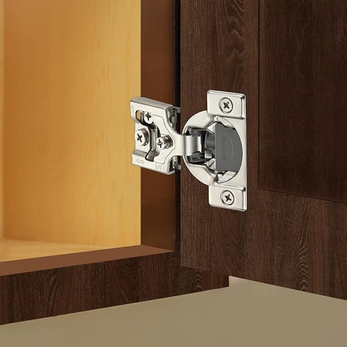 10 Pack (5 Pairs) 3/8" Overlay Soft Close Cabinet Hinges, Satin Nickel Stainless Steel Concealed Hinges with 3D Self-Closing for Face Frame Doors & Kitchens