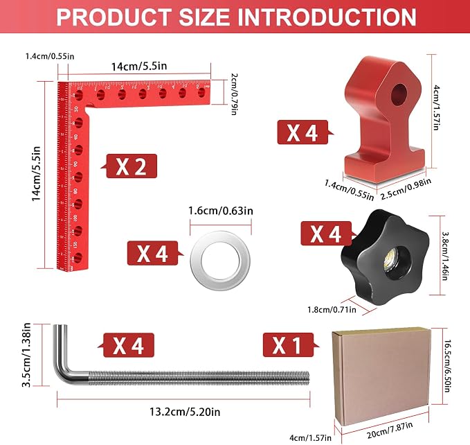 Corner Clamps for Woodworking 2 Pack 5.5"x 5.5" Right Angle Wood Clamps 90 Degree Carpenter Tools Positioning Squares for Frame,Box,Drawer,Cabinets,Gifts for Men Dad Red 2 Pack Set