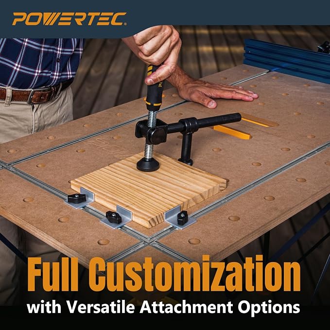 POWERTEC Arachni-Flex 24" x 48" Foldable Workbench Tabletop - Portable Work Surface with Pre-drilled Dog Holes, T-Tracks & Quick-Insert Locks for Arachni Flex Woodworking Collapsible Workstand (72034)