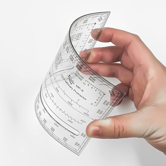 CYA Square Military Map Coordinate Scale Protractor Map for Land Navigation, Military Style UTM/MGRS Coordinate Scale