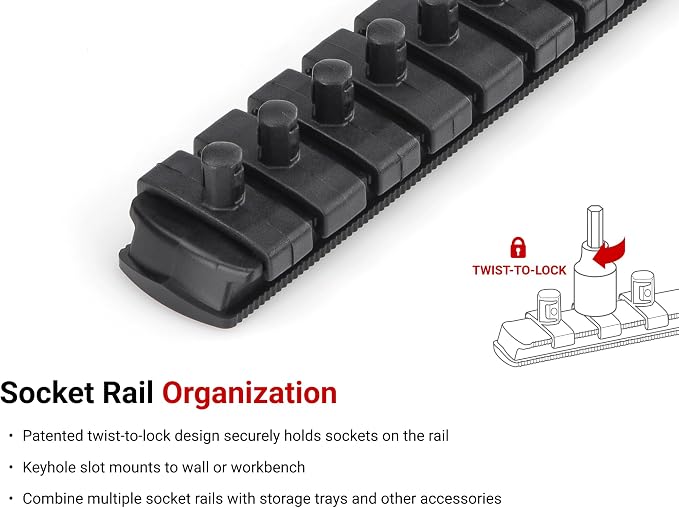 TEKTON Hex Bit Socket Set, 10-Piece | SHB90105 | 1/4 Inch Drive, (5/64 - 5/16 in.), Socket Rail