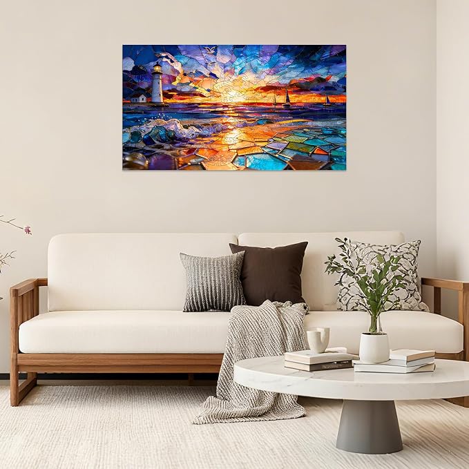 Leodozzio Wooden Puzzles for Adults, Sunset Lighthouse Jigsaw Puzzles 200 Pieces, 5MM Thick Unique Shaped Animal Wooden Puzzle, Perfect Choice Gift Wall Art Room & Artistic Home Decor, 7.3"x13"