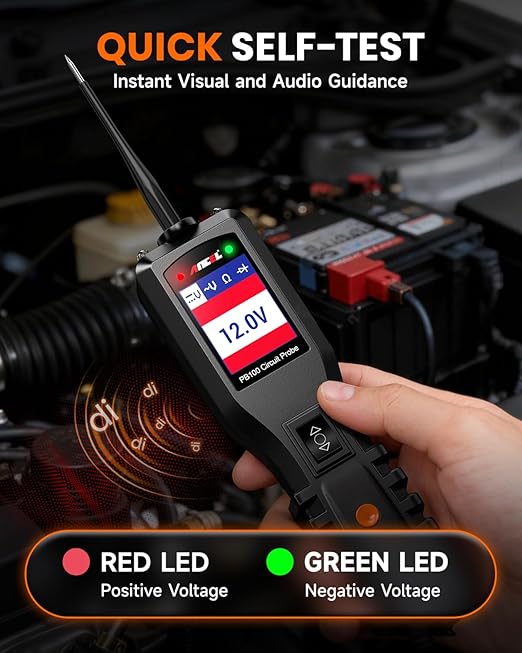 ANCEL PB100 Automotive Power Circuit Probe, 12-24 VDC Car Electrical Diagnostic Tool, AC/DC Voltage Current Resistance Short Detection, Trailer Fuse Tester, Digital Voltmeter Ohmmeter, 40FT Cables