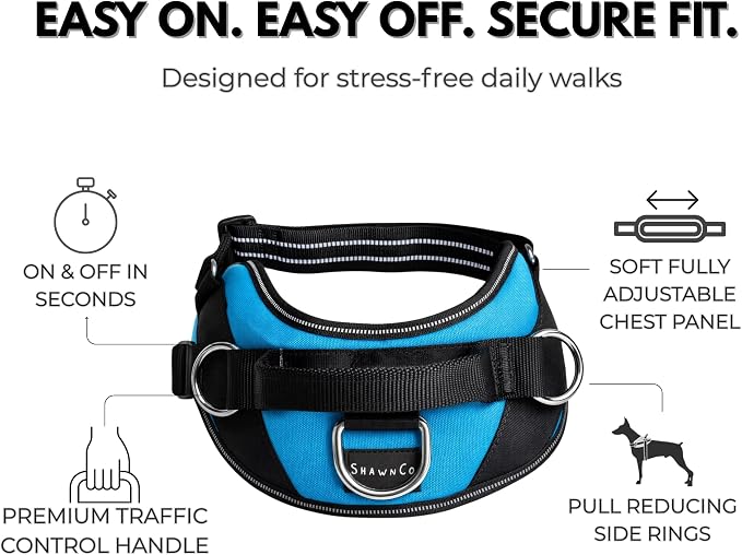 ShawnCo Essential Dog Harness, No-Pull Pet Vest (Sunset Orange,S) | 3 Leash Clips, Easy On, No-Choke, Reflective, Adjustable Fit, Padded Comfort, Control Handle, For Small, Medium & Large Dogs