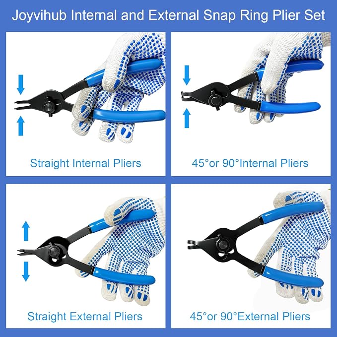 12-Piece Internal & External Convertible Snap Ring Pliers Set