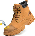 KELODON Waterproof Steel Toe Boots For Men 6 Inch Leather Steel Toe Shoes Non Slip Resistant Safety Work Boots Indestructible Lightweight Construction Boot