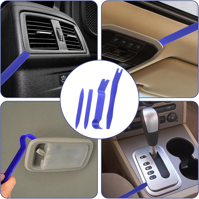 9Pcs Auto Trim Removal Tool Kit with Plastic Pry Tool, Fastener Clip Pliers, Car Interior Panel Door Window Removal Tools, Clip Remover Tool with Precision Hook and Pick Set for Automotive