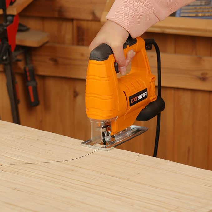 Jig Saw,350W 45 Bevel Cutting, 0-3000RPM Wood Cutter Hand Saw | Electric Jigsaw Tool with 2Pcs Blades for Small Woodworking and DIY Projects