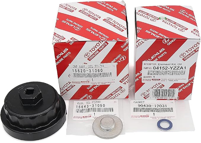 Genuine Engine Oil Filter, Housing Cap Holder, Drain Plug Washer Set w Wrench Removal Replacement Tool