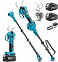 SEESII 2-in-1 Pole Pruning Shears 1.6'' Cut, 20V Electric Cordless Pole Pruner With 4.9-9 ft Telescopic Reach, LCD Display, 2 x 4.0Ah Batteries, Brushless Motor, SK5 Blade for Garden Tree Trimming