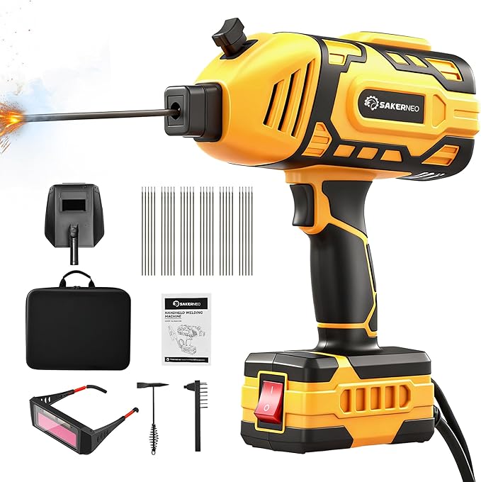 Portable Handheld Welding Machine 110V with IGBT Inverter, 5-Level Adjustable Current 20-120A, Compact Lightweight Design for Stick Welder, DIY Projects, and Professional Use (YELLOW)