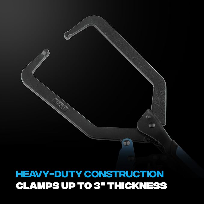 OX Auto Adjust 10-Inch Long Reach C Clamp Locking Pliers - Vise Grip Style Welding Clamp for Woodworking & Metalworking - Professional Grade Face Clamp with Rubber Grip Handle