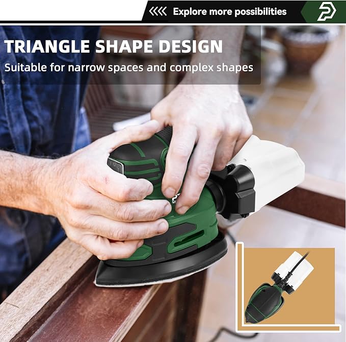Prostormer Detail Sander, 13000RPM Mouse Sander, 1.6A Electric Palm Sanders with 15Pcs Sandpapers, Dust Collection Box for Tight Spaces Sanding, Polishing, Woodworking in Home Decoration