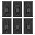 BESTTEN 6 Pack Dimmer Wall Light Switch, Compatible with Dimmable LED, CFL, Incandescent and Halogen Bulb, Single Pole or 3-Way Dimmer Switches, 120VAC, Decorator Wall Plate Included, Black