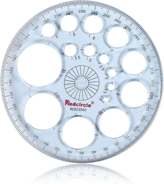 360 Degree Thick Protractor Circle Ruler Drawing Ruler Accurate Mathematical Circle Template 16 Circle Size/Blue