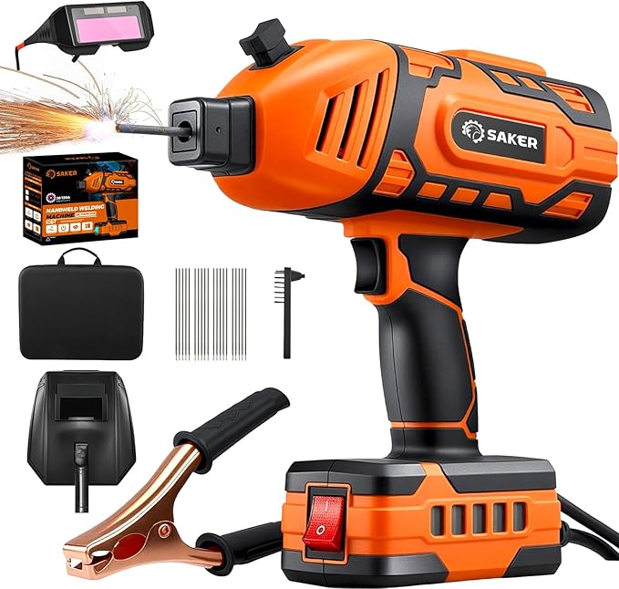 Saker Portable Welding Machine,Welding Machine 110V with IGBT Inverter 5 Variable Current Adjustment, Portable Electric Welder Machine,Fits for 3/32" Wire Rods,Gift for Men(Orange)
