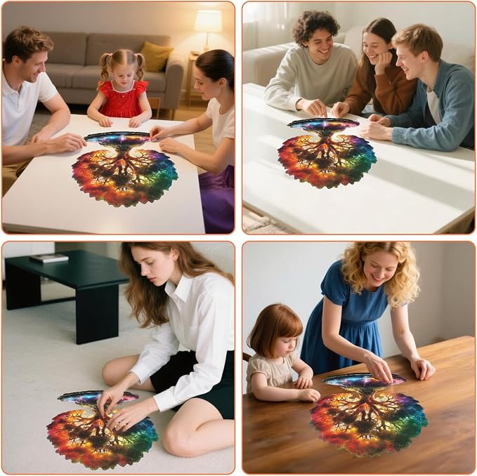MEATRN Tree of Life 500 Pieces Wooden Puzzles - Plants Wood Jigsaw Puzzle for Adults, Symbol of Growth & Eternity, Collectible Spiritual Gift & Educational Puzzle, 15.3x16.6 in
