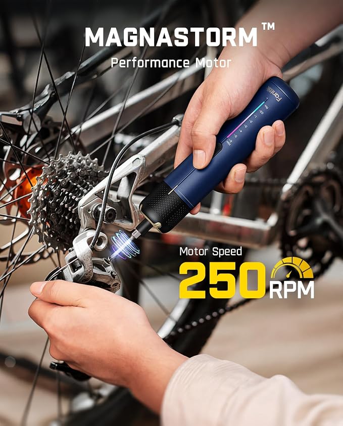Fanttik S2 Pro Electric Screwdriver, Cordless Screwdriver Set, 7 Torque Settings, 0.5 to 6N.m, 20 Magnetic Bits, 1/4''Hex Shank, with 90° Angle Adapter, for Furniture, Household Repairs(Navy Blue)