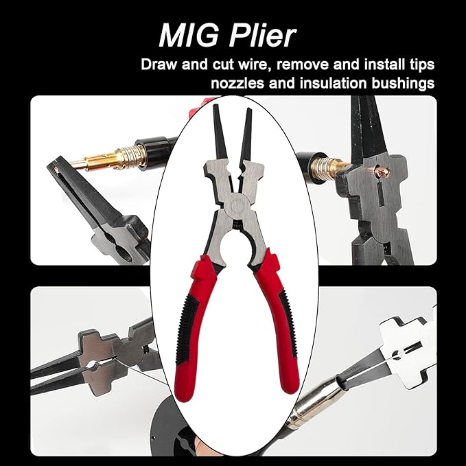VASTOOLS Welding Accessories,6pc,Chipping Hammer 10.5",Leather Welding Gloves 13.5",6-in-1 Welpers Pliers 8",Wire Brush 11",Welding Magnet 50LB