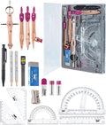 Mr. Pen- Geometry Set, 15 pcs, Rose Gold & Pink, 6 Inch Swing Arm Protractor, Divider, Set Squares, Ruler, Compasses and Protractor