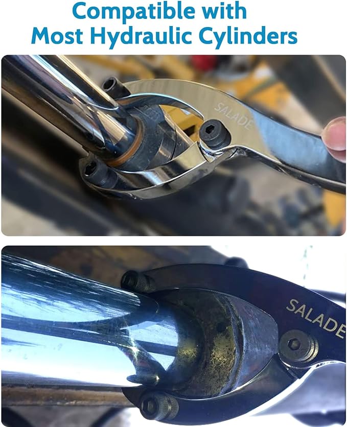 Salade Heavy Spanner Wrench,Adjustable Gland Nut Wrench,for Removing Hydraulic Cylinder,Equipped with 1/4" and 5/16" and 3/8" Pins, Gloves, and Towels