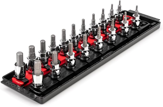 TEKTON Hex Bit Socket Set, 19-Piece | SHB91202 | 3/8 Inch Drive, (1/8 - 3/8 in., 3 - 10 mm), Socket Rail