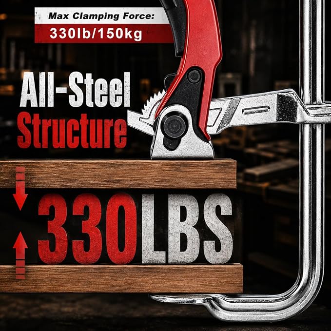 12-Inch 6-Pack Ratcheting Clamps, 330 Lbs Clamping Force