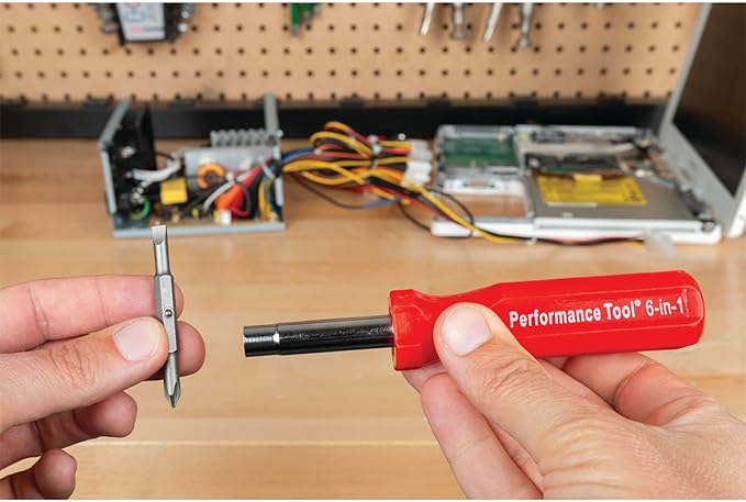 Performance Tool W975 6-in-1 Quick Change Screwdriver With Hex Torque Handle, Chrome Vanadium Steel