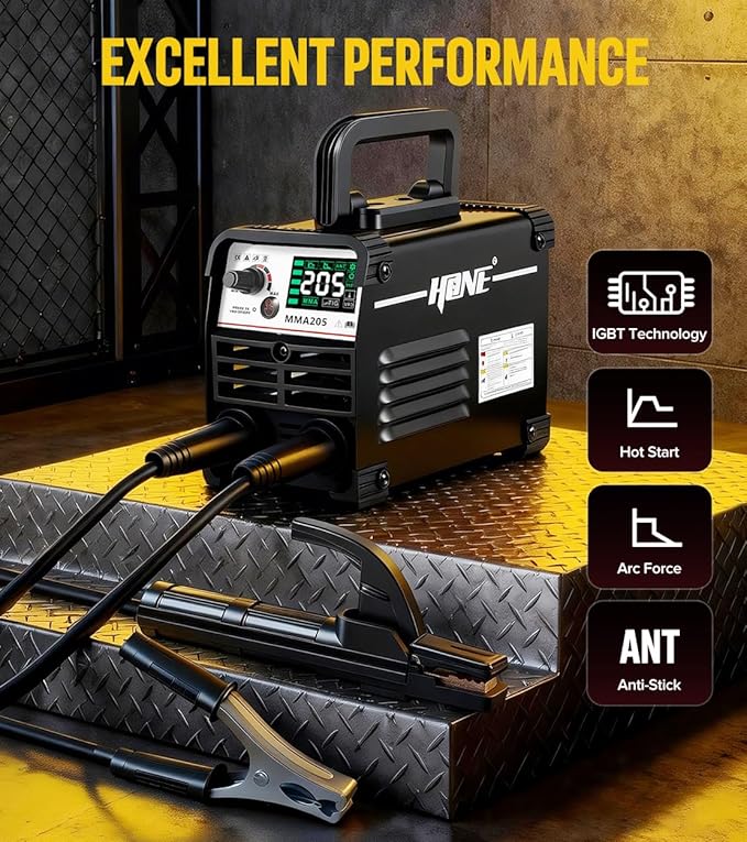 HONE Upgraded MINI Welding Machine, 205Amp Include 25 Rods Stick Welder with Lift Tig Welding, IGBT Inverter Mini Welder Machine 110v with Hot Start Arc Force Anti-Stick VRD for 1/16"-1/8" Rod.