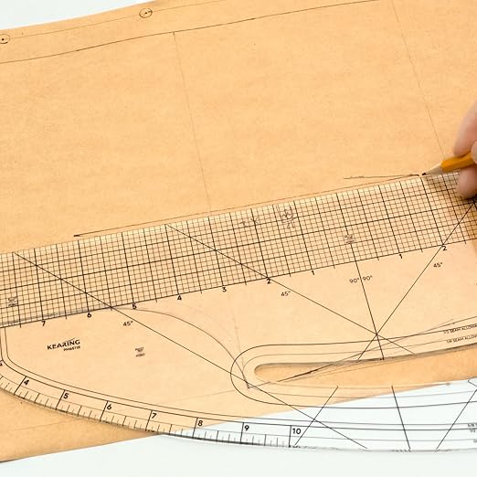 KEARING Patented 16" Imperial Acrylic Pattern Master Ruler, Multi-Purpose French Curve Ruler, Vary Form Curve Hip Measuring Transparent Fashion Designer's Ruler for Sewing Pattern Making