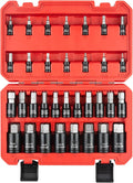 LLNDEI 33Pcs Allen Hex Bit Socket Set SAE/Metric | 5/64-3/4" & 2-19mm, CR-V & S2 Steel, 1/4 3/8 1/2" Drive, Impact Grade, For Automotive & DIY