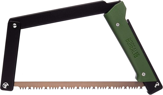AGAWA - BOREAL15-15 Inch Folding Saw with All-Purpose Saw Blade - Camping Gear For Hiking, Fishing, Hunting, Bushcraft & Survival Kit (Black Frame/Green Handle)