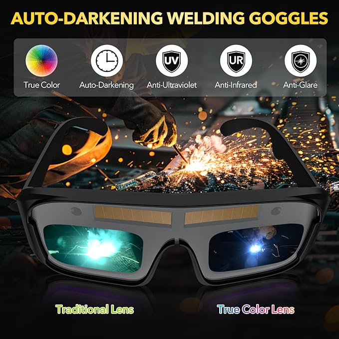 Portable Welding Machine, 110V Handheld Welder with 30PCS Rods & Auto Darkening Goggles, Electric ARC Welder Gun with IGBT Inverter 5 Variable Current Adjustment Fits for 3/32" Welding Rods