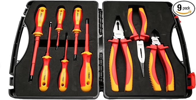 TMAX 9p 1000V VDE Insulated Electrician Tool Set with Plier and Screwdriver