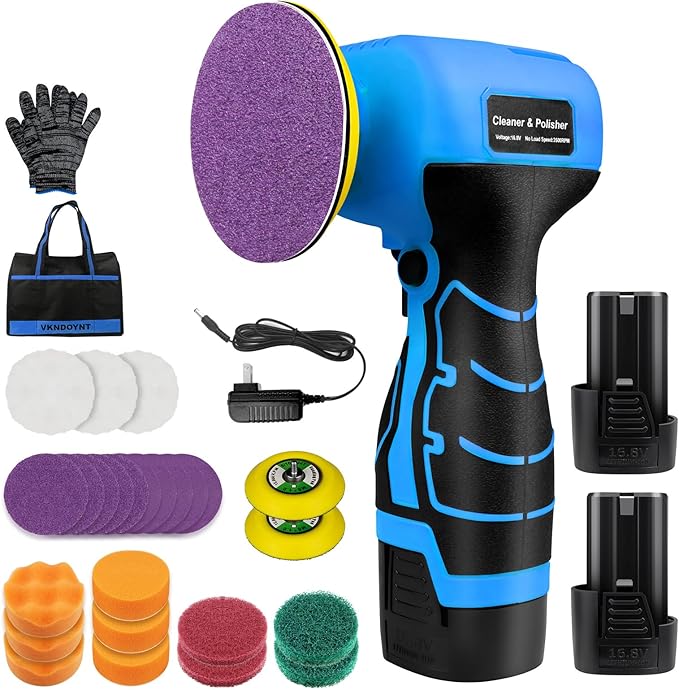 Cordless Sander, 3" Palm Sander with 2Pcs 16.8V 3.0Ah Batteries, 3500RPM Mini Polisher, 30 Accessories Sanders Tool for Sanding/Polishing/Waxing/Cleaning