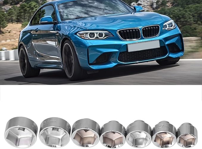 7pcs Oil Filter Cap Wrench Socket Set 3/8in Drive 24 27 29 30 32 36 38mm Replacement for