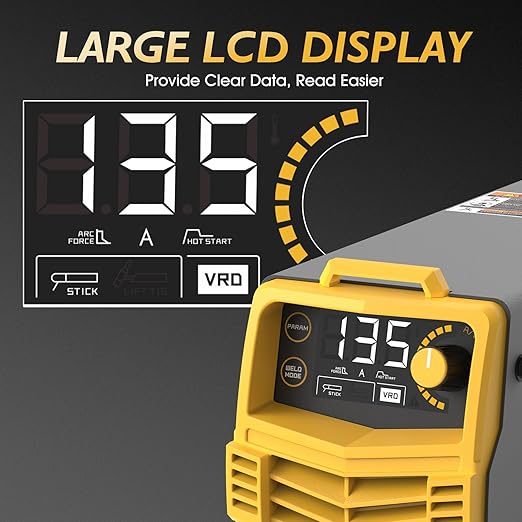 TOOLIOM 135A Stick/Lift TIG Welder 110V MMA ARC Welder Machine with Lift TIG Torch with LCD Display Portable Welding Machine