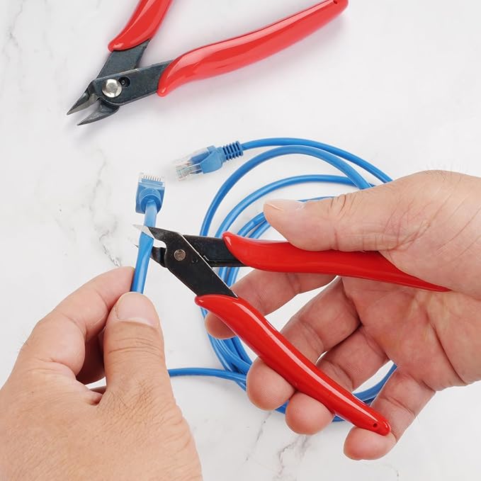 1 Pack Micro Wire Cutters, 5 Inches Flush Cutters Pliers, Diagonal Side Cutters Nippers, Zip Tie Sprue Cutter for Electronics, Plastic Models, Jewelry (Red)