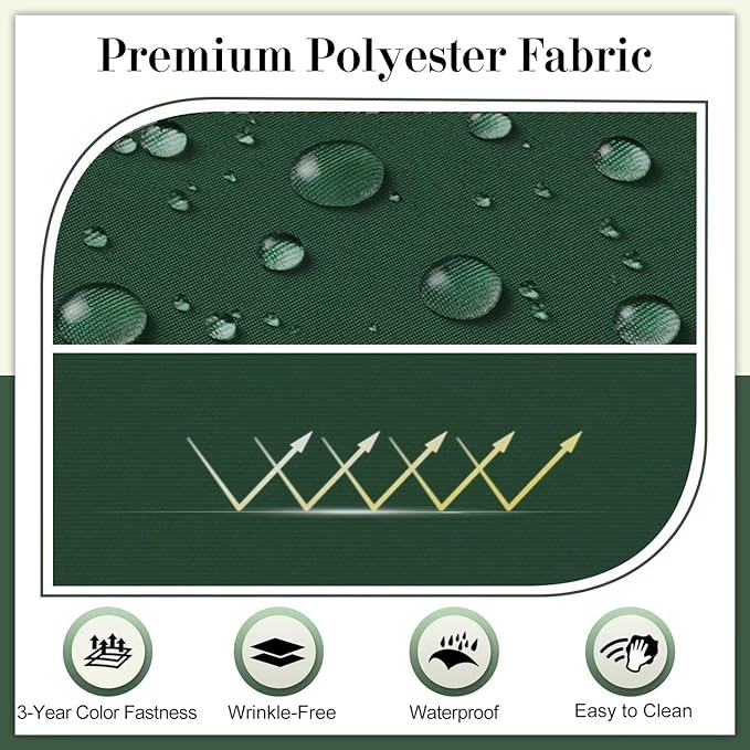 Cozyide Outdoor Chair Cushions, Waterproof Patio Seat Cushions with Adjustable Straps, Round Corner Patio Chair Cushions for Garden, Dark Green, 17x16x2 Inch (Pack of 4)