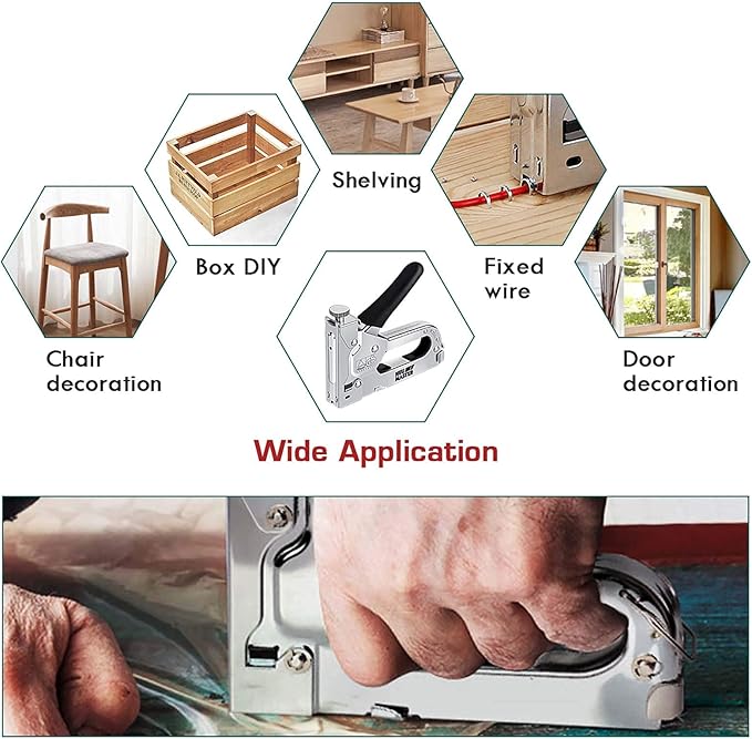 NEU MASTER 3 in 1 Staple Gun, Manual, Heavy Duty with Stapler Remover and 2000Pcs Staples for Upholstery, Fixing Material, Decoration, Carpentry, Furniture