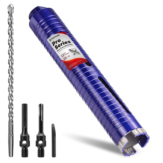 1-3/4" Core Drill Bit with Pilot Bit & Adapters(SDS Plus and 1/2" Hex), 5/8"-11 Thread, 9.5" Depth, Upgraded-Welded Segments Diamond Core Bits for Concrete, Masonry, Brick Block