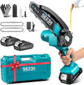 SEESII 6-Inch Mini Chainsaw Cordless with Oiler System | 2x2000mAh Batteries, Handheld Electric Chain Saw with Safety Lock, Battery Powered Chainsaw for Wood Tree Cutting, M6 Plus